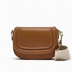 Zara Brown Leather Crossbody Bag